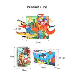 0–36M Interactive Cloth Baby Book — Sensory Tail Puzzle with Crinkle & Squeaker