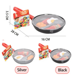 8PCS Kitchen Food Toys — Pretend Play Cookware Set (Pot, Pan, Steak, Veg, Bread, Hot Dog, Omelette)