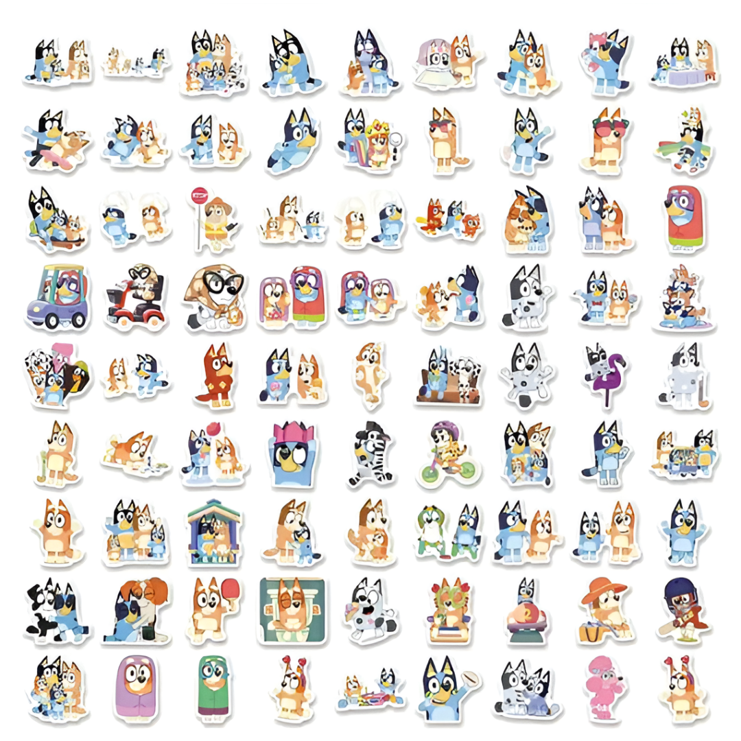 Official Bluey 80–160pc Sticker Pack — Waterproof Vinyl Stickers (Bluey & Friends)