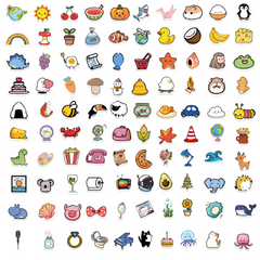 100pcs Cute Mini Animals & Food Sticker Pack — Waterproof Vinyl Decals for Laptop, Guitar, Notebook & Suitcase