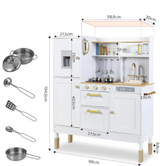 Children’s Wooden Play Kitchen with Lights & Sounds — Doll Kitchen with Accessories