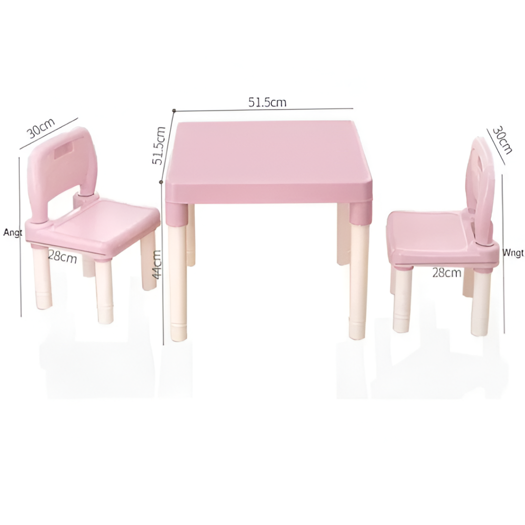 Kindergarten Table & 2 Chairs Set — Height-Adjustable Kids Study Desk (Ages 3–8)