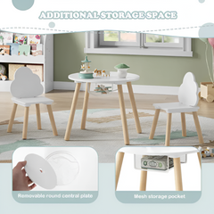 WOLTU Children’s Table & 2 Chairs — Cloud Backrest, Solid Wood Legs (Toddlers & Preschoolers)