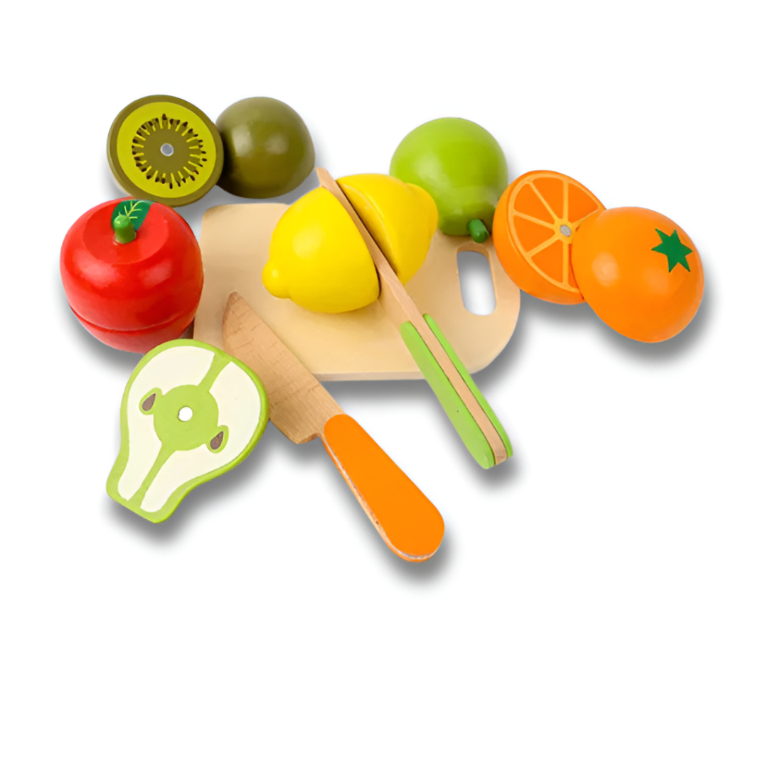 Montessori Wooden Cutting Kitchen Set — Pretend Fruit & Vegetable Play Toy