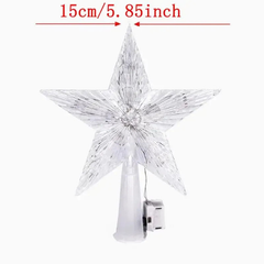 15 cm LED Glowing Christmas Tree Topper – Five-Pointed Star, Transparent & Colorful | Purshay Xmas Ornament