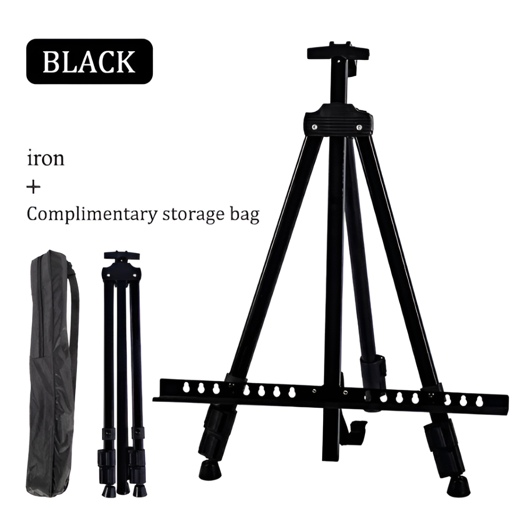 Portable Adjustable Aluminium Sketch Easel — Foldable Travel Easel with Palette Shelf & Carry Bag
