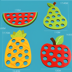 Wooden Lacing Toy — Fruit Threading Set for Toddlers | Fine Motor Travel Toy