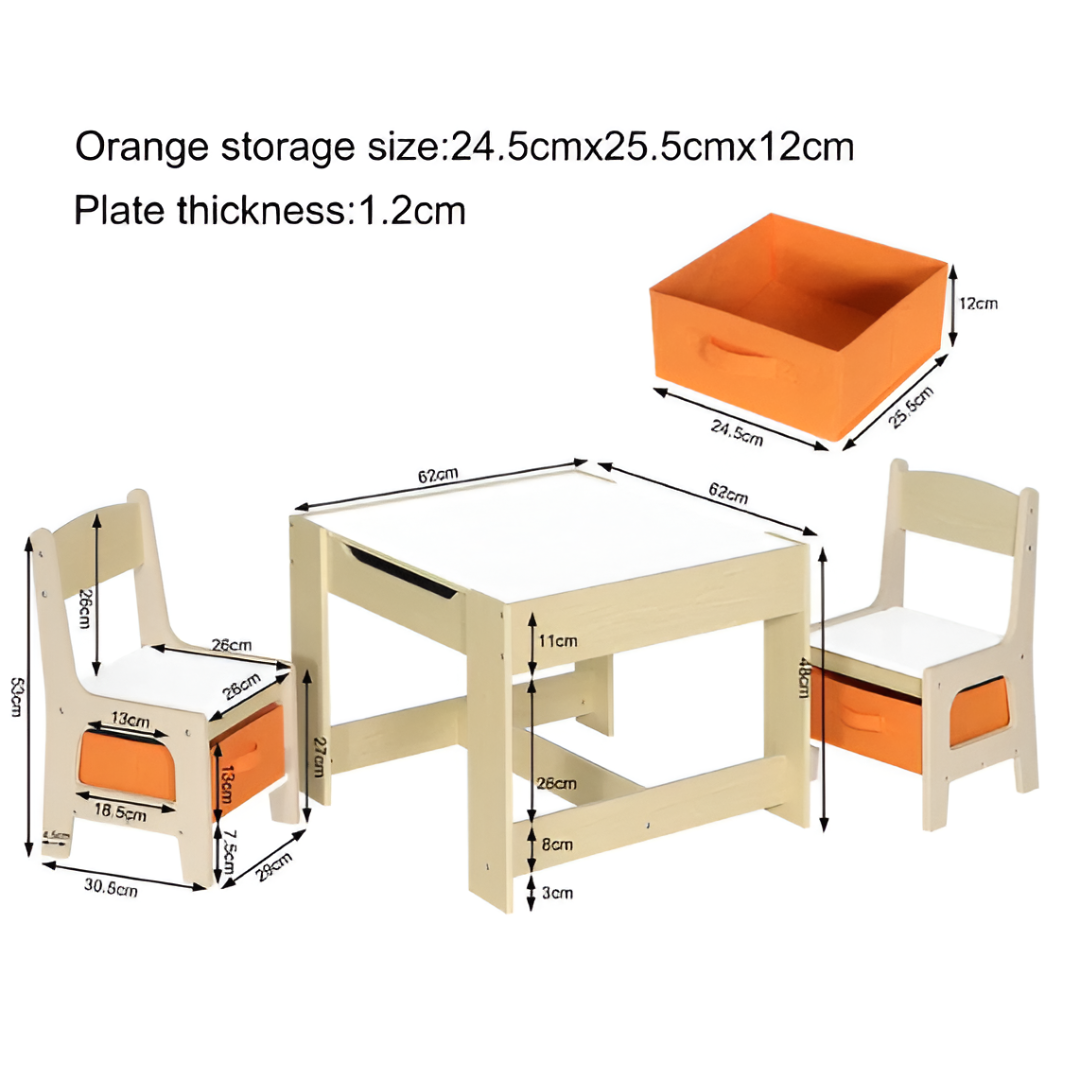 1PC Wooden Table with 2 Chairs — Kids Activity Desk & Stools Set for Preschoolers