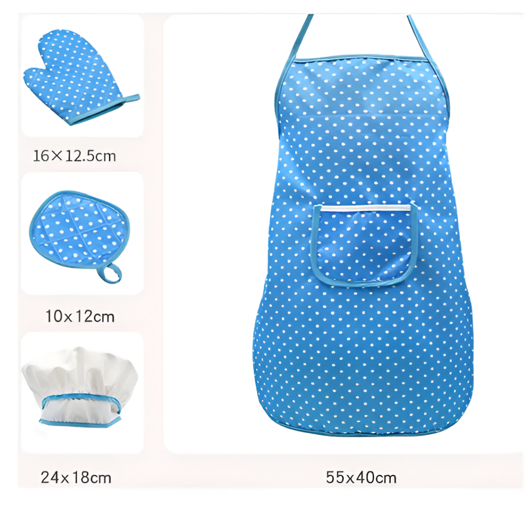 Kids Chef Apron & Play Kitchen Set — Mushroom Chef Hat, Mitt & Cooking Utensils (Role Play Costume Gift)