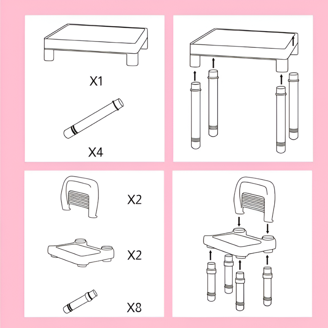 Kindergarten Table & 2 Chairs Set — Height-Adjustable Kids Study Desk (Ages 3–8)