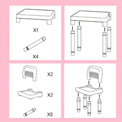 Kindergarten Table & 2 Chairs Set — Height-Adjustable Kids Study Desk (Ages 3–8)