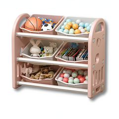 Toy Storage Cabinet & Bookshelf — Kids Toy Organizer with Removable Bins & Anti-Tip Anchor