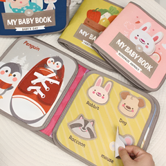 Montessori Busy Book — Sensory Cloth Activity Book for Babies & Toddlers (Animal Cognitive Puzzle)