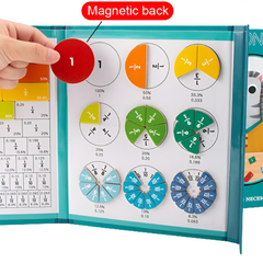 Children's Magnetic Fraction Learning Math Toys – Wooden Fraction Book Set for Arithmetic Education