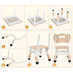 Height-Adjustable Kids Table & 2 Chairs Set — Study Desk for Ages 3–8