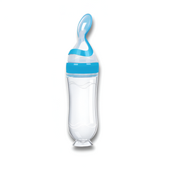 Silicone Baby Feeding Bottle with Spoon — Squeeze Spoon Feeder for Rice, Cereal & Puree (90/120/150ml)
