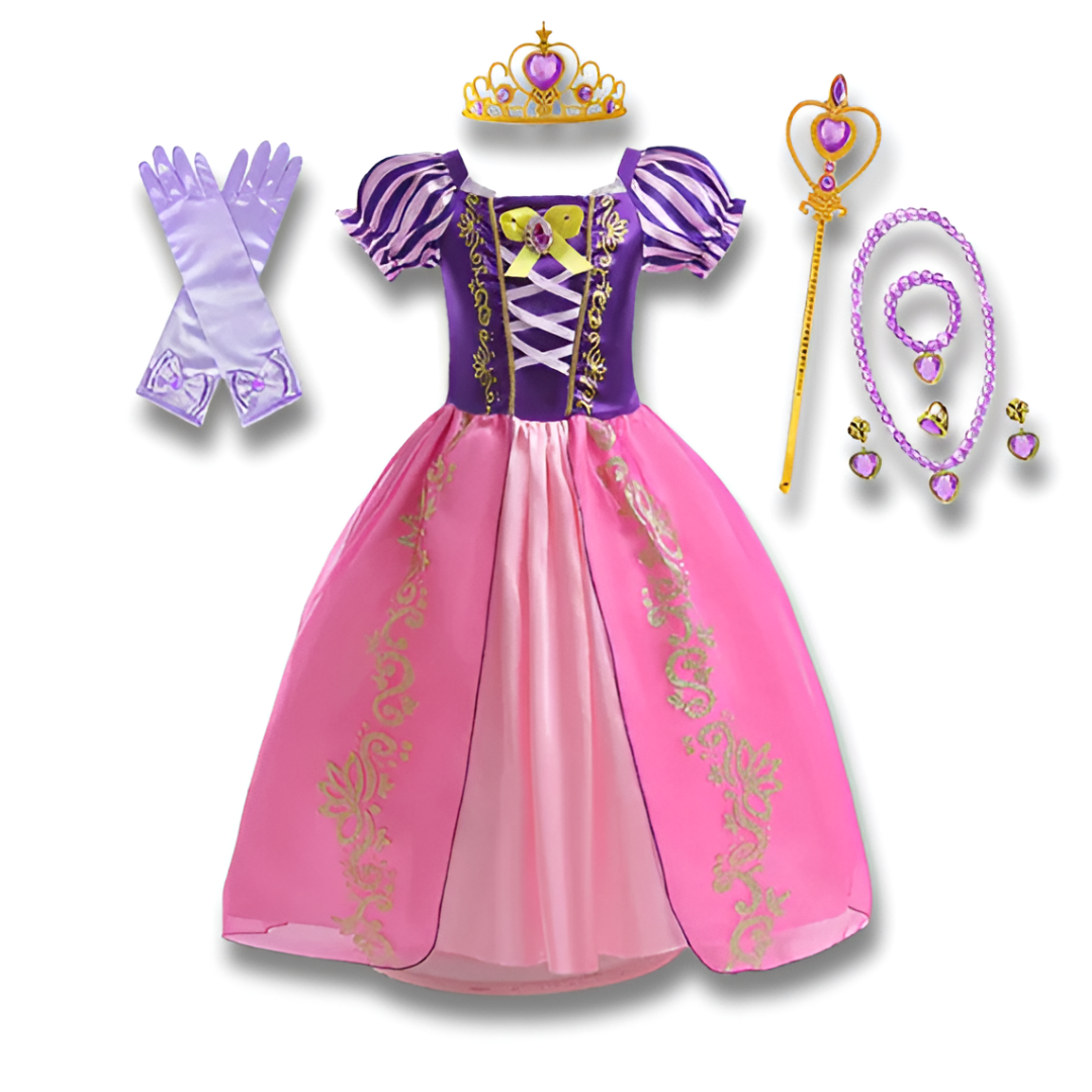 Official Disney Rapunzel Purple Princess Dress — Puff Sleeve Tangled Costume (Girls)