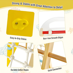 DORTALA 8-in-1 Kids Jungle Gym Playset — Wooden Montessori Climber with Slide, Swing & Monkey Bars