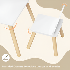 WOLTU Children’s Table & 2 Chairs — Cloud Backrest, Solid Wood Legs (Toddlers & Preschoolers)