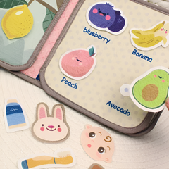 Montessori Busy Book — Sensory Cloth Activity Book for Babies & Toddlers (Animal Cognitive Puzzle)