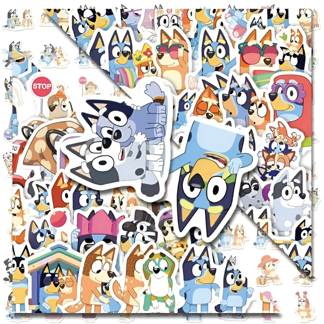 Official Bluey 80–160pc Sticker Pack — Waterproof Vinyl Stickers (Bluey & Friends)