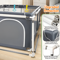 Baby Playpen 128×128×68 cm — Breathable Mesh Play Yard with Anti-Collision Foam