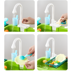 Kids Electric Dishwasher & Sink Playset — Running Water Pretend Play Kitchen Toy (Ages 3+)