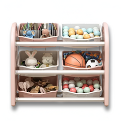 Toy Storage Cabinet & Bookshelf — Kids Toy Organizer with Removable Bins & Anti-Tip Anchor