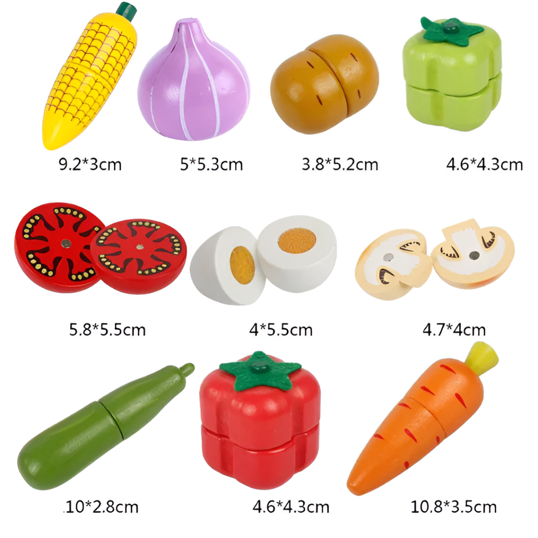 Montessori Wooden Cutting Kitchen Set — Pretend Fruit & Vegetable Play Toy