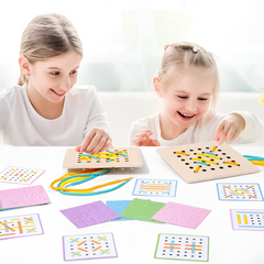 Montessori Wooden Lacing Board — Rope & Threading Puzzle for Fine Motor Skills (Ages 3+)