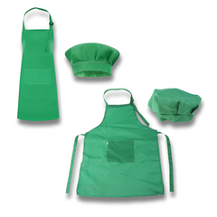 Kids Chef Costume Set — Mushroom Chef Hat & Adjustable Apron with Pocket (Cooking / Baking / Art)
