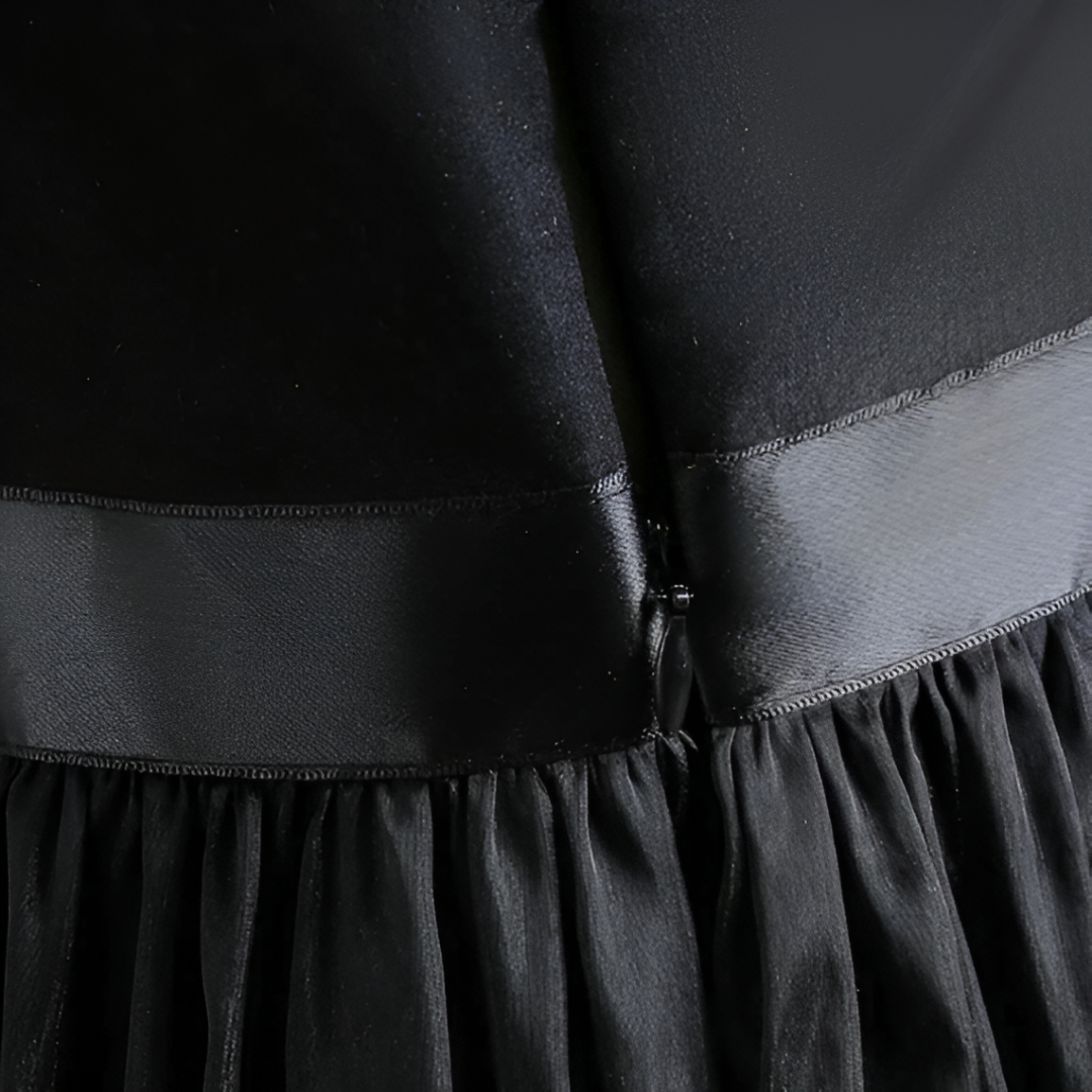 Official Wednesday Addams Girls Costume — Black Puff-Sleeve Cosplay Dress