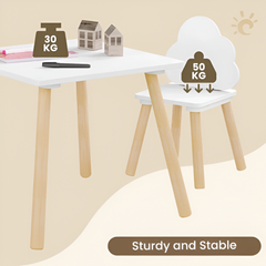 WOLTU Children’s Table & 2 Chairs — Cloud Backrest, Solid Wood Legs (Toddlers & Preschoolers)