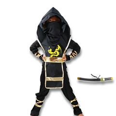 Boys Ninja Deluxe Costume — Kids Kung Fu Outfit with Weapon Accessories (Foam Swords & Daggers)