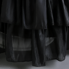 Official Wednesday Addams Girls Costume — Black Puff-Sleeve Cosplay Dress