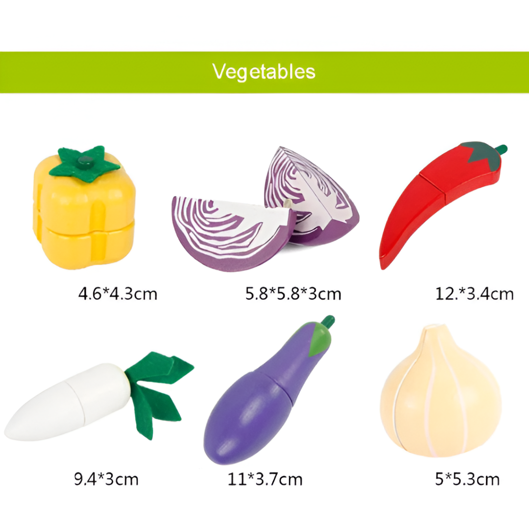 Montessori Wooden Cutting Kitchen Set — Pretend Fruit & Vegetable Play Toy