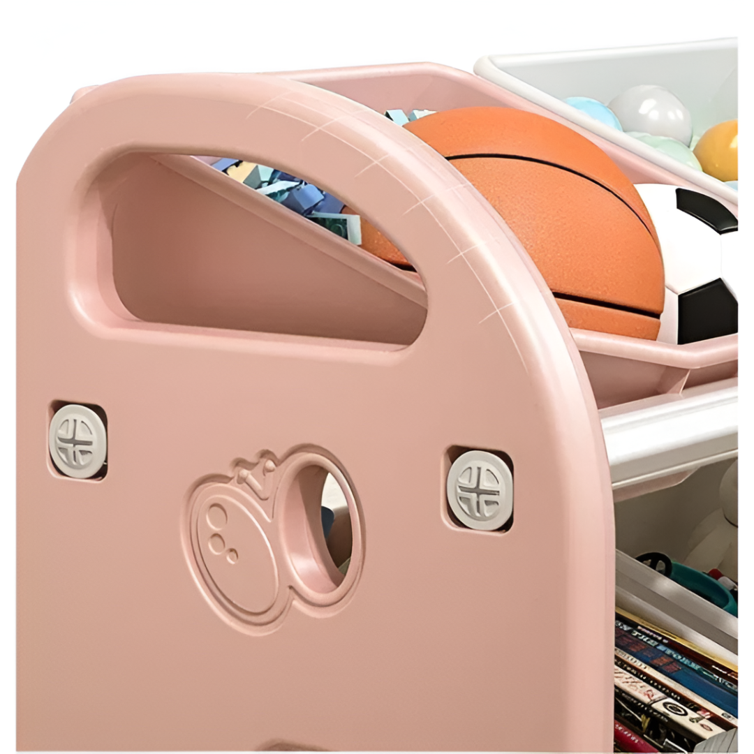 Toy Storage Cabinet & Bookshelf — Kids Toy Organizer with Removable Bins & Anti-Tip Anchor