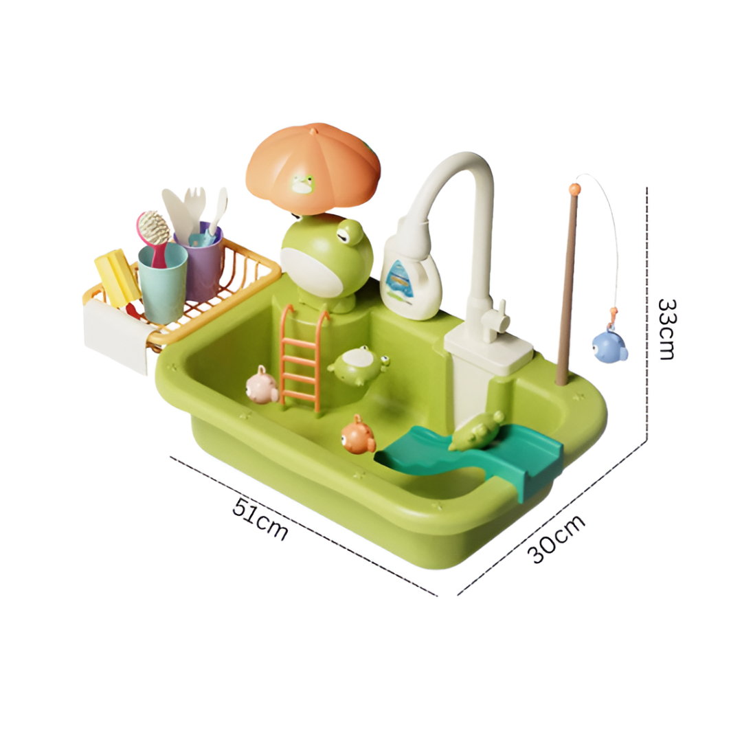 Kids Electric Dishwasher & Sink Playset — Running Water Pretend Play Kitchen Toy (Ages 3+)