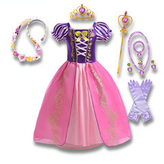 Official Disney Rapunzel Purple Princess Dress — Puff Sleeve Tangled Costume (Girls)