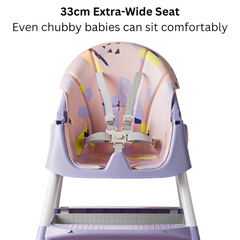 PANGDUBE Baby High Chair — Reclining Toddler Feeding Chair with 4 Wheels, Bib, Bowl & Spoon