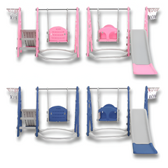 Breeins 4-in-1 Toddler Swing & Slide Set — Climbing Frame, Large Slide & Basketball Hoop (Indoor / Outdoor)