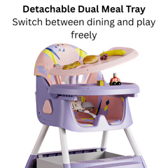 PANGDUBE Baby High Chair — Reclining Toddler Feeding Chair with 4 Wheels, Bib, Bowl & Spoon