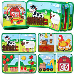 Montessori Busy Book for Toddlers – Quiet Activity Book with Farm Animals | Early Learning Fine Motor Toy