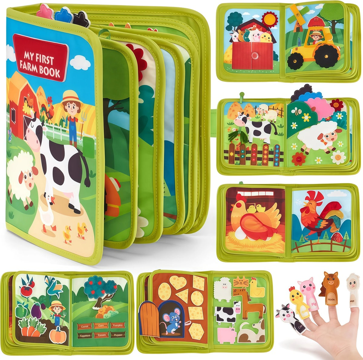 Montessori Busy Book for Toddlers – Quiet Activity Book with Farm Animals | Early Learning Fine Motor Toy