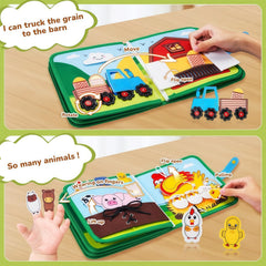 Montessori Busy Book for Toddlers – Quiet Activity Book with Farm Animals | Early Learning Fine Motor Toy