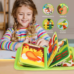 Montessori Busy Book for Toddlers – Quiet Activity Book with Farm Animals | Early Learning Fine Motor Toy