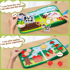 Montessori Busy Book for Toddlers – Quiet Activity Book with Farm Animals | Early Learning Fine Motor Toy