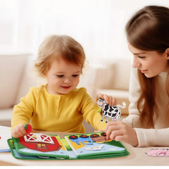Montessori Busy Book for Toddlers – Quiet Activity Book with Farm Animals | Early Learning Fine Motor Toy