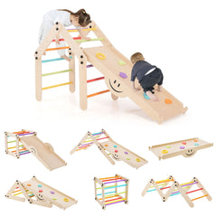 Montessori Indoor Climbing Set for Toddlers – Foldable Wooden Climber Toy | Safe Indoor Play Gym for Kids