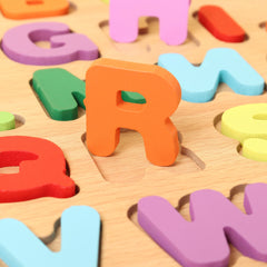 3D Wooden Alphabet & Number Puzzle – Montessori Educational Toy for Kids | Colorful Matching Game for Early Learning & Math Skills